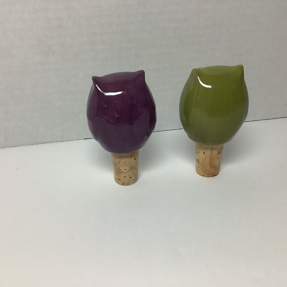 Owl Vinegar/ Wine Bottle Cork Stopper, Brown and Green Modern Country Style - Picture 2 of 4